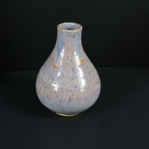 Art Pottery Blue Orange Drip Glaze Vibrant Vase Signed By Artist - Picture 7 of 14